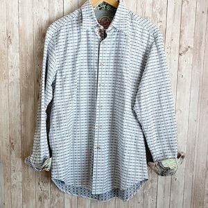 Robert Graham Long Sleeve Button Front Diamond Print Shirt Size Medium‎